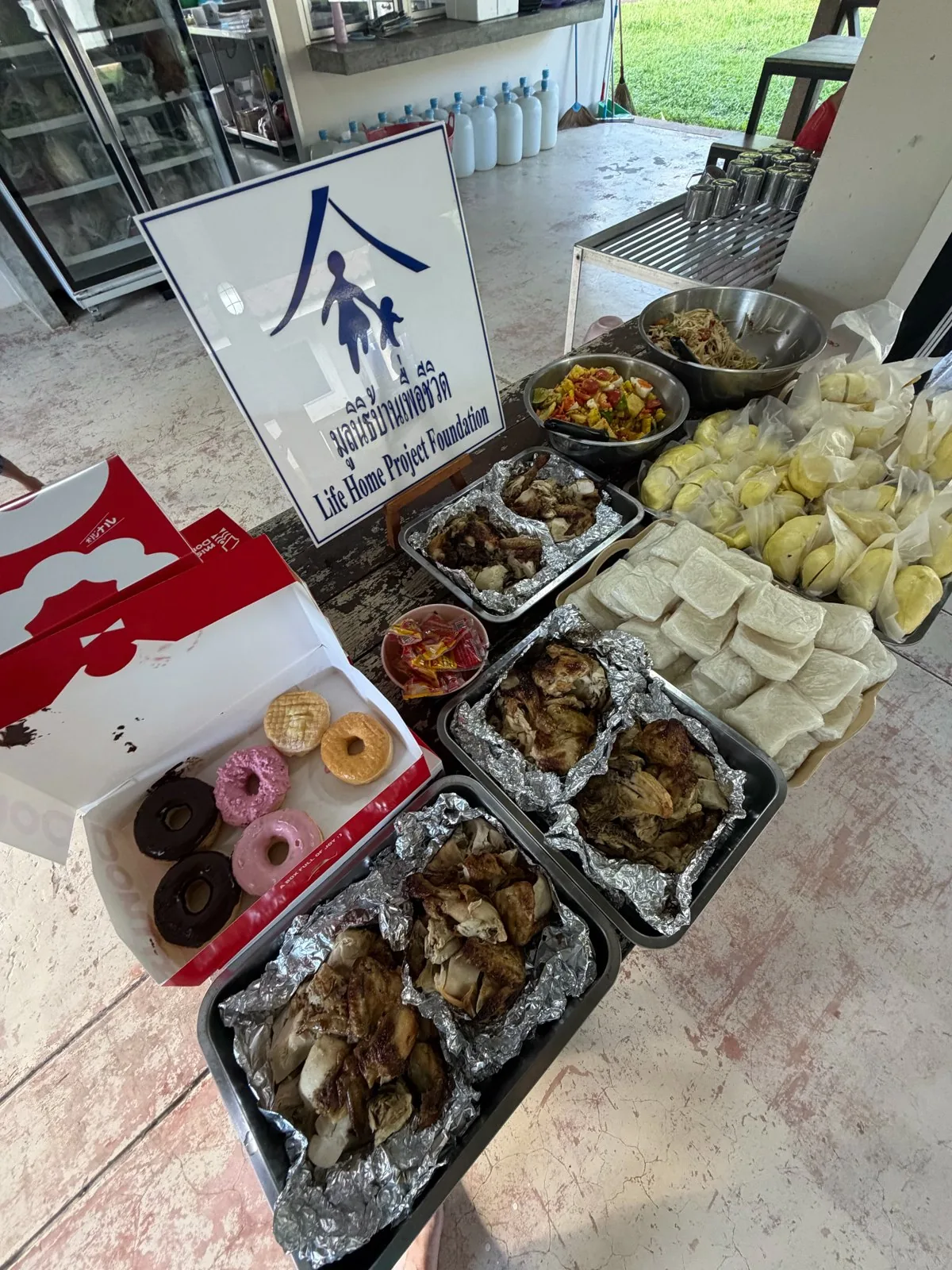 Community support and food donations on Koh Siray