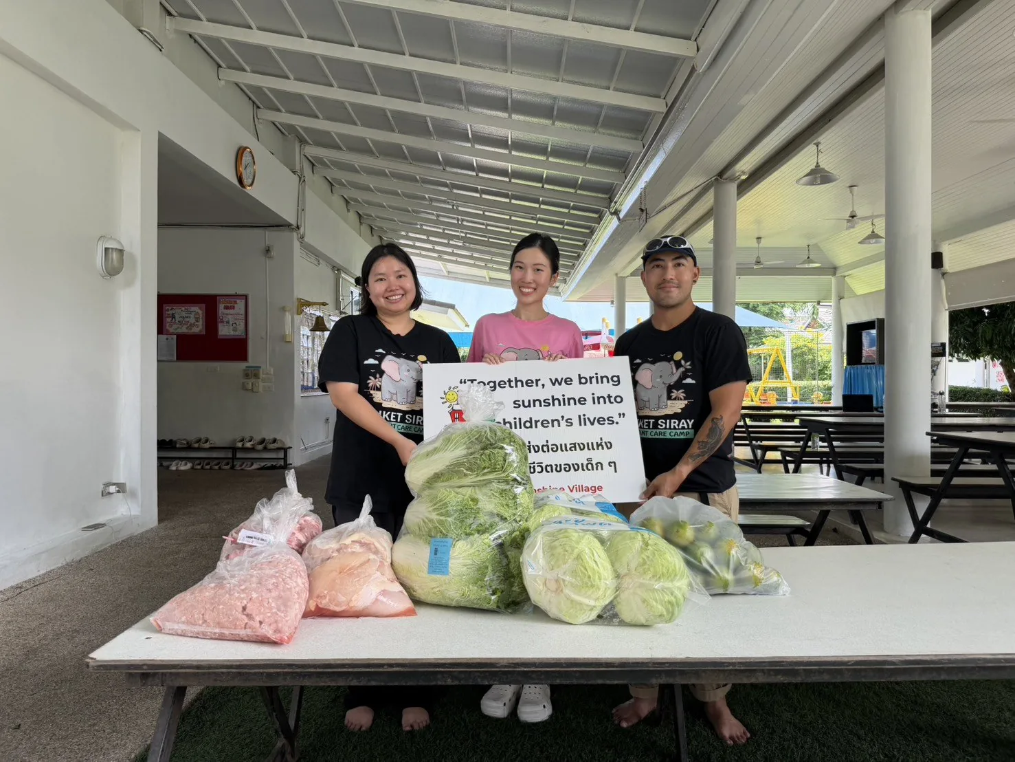 Community support and food donations on Koh Siray